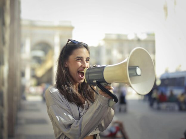 Women with microphone